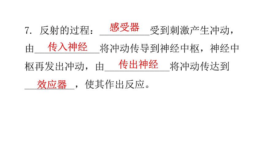 北師大版七年級(jí)生物下冊(cè)基礎(chǔ)知識(shí)填空題第12章人體的自我調(diào)節(jié)課件第7頁