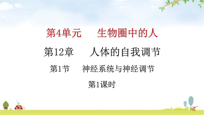 北师大版七年级生物下册第12章人体的自我调节第1节神经系统与神经调节第1课时课件01