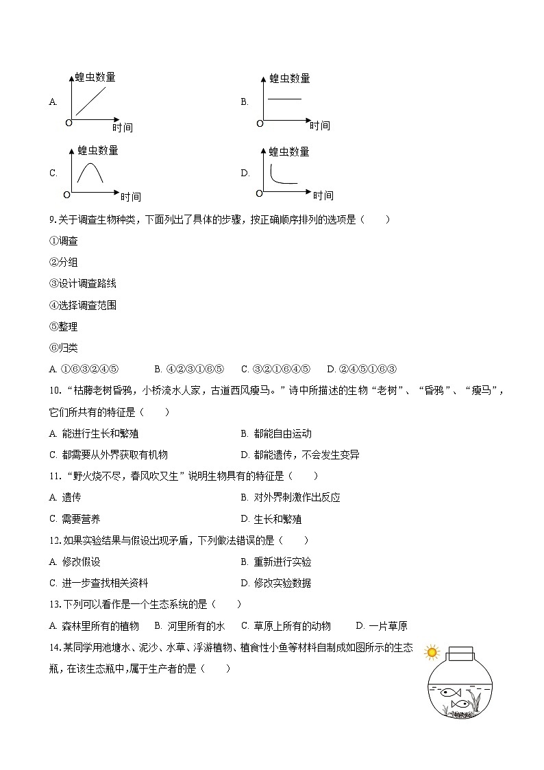 2023-2024学年陕西省榆林市绥德县远竹中学七年级(上)月考生物试卷(10月份)(含解析)第2页