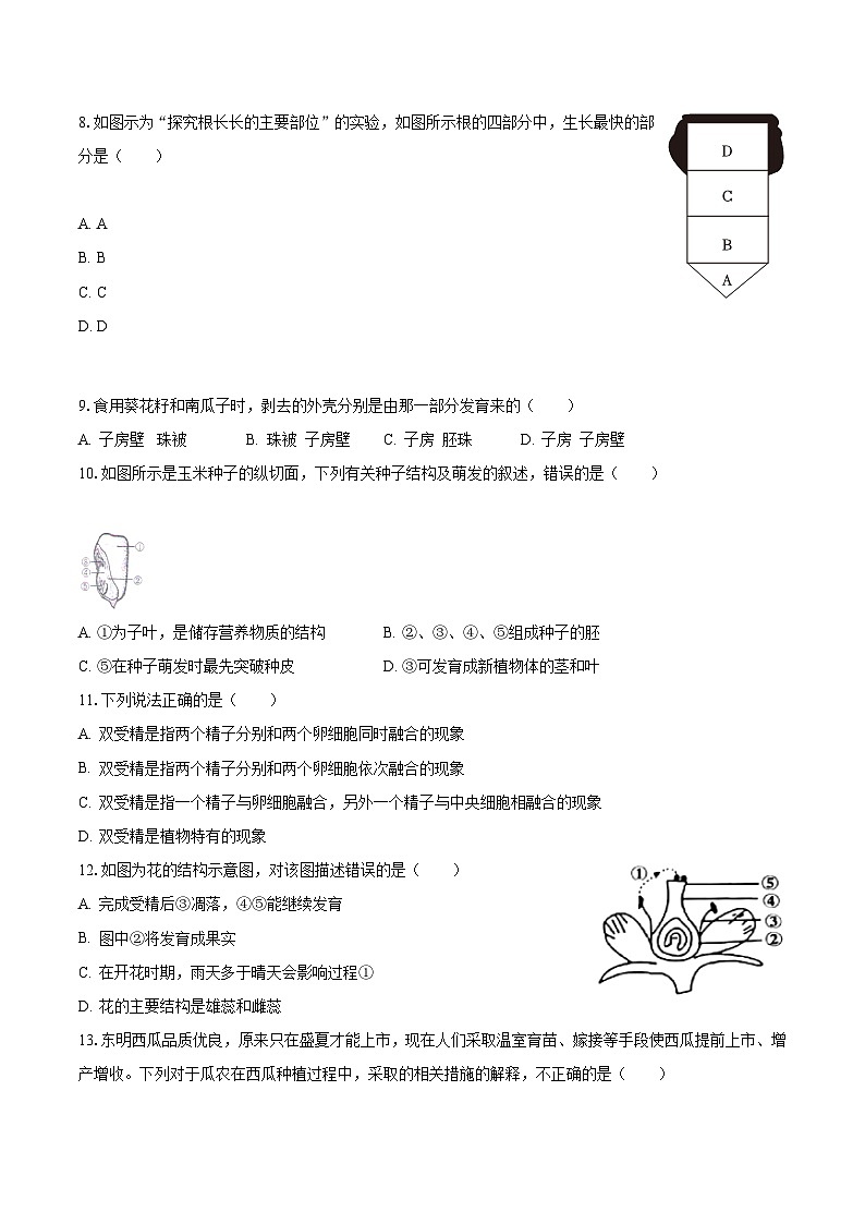 2023-2024学年山东省滨州市邹平县市梁邹实验中学八年级(上)月考生物试卷(10月份)(含解析)第2页