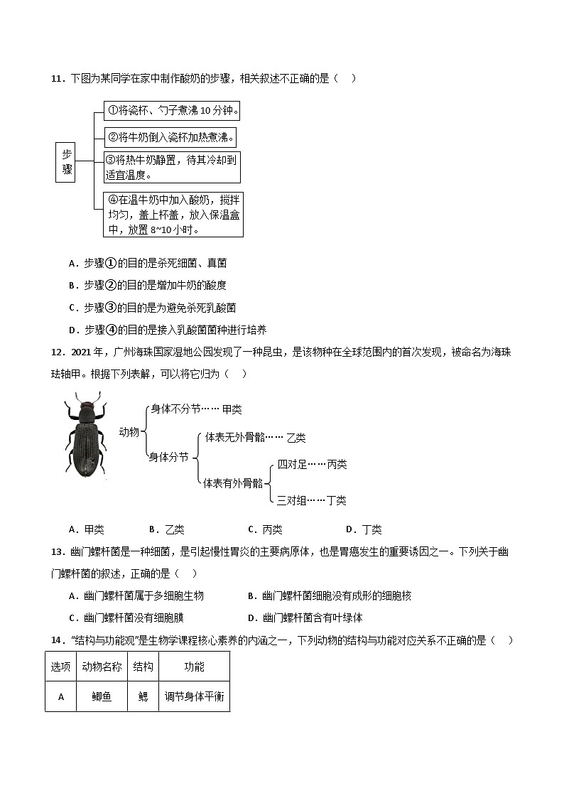 【期中模拟】(人教版)2023-2024学年八年级生物上册 期中真题分类专题汇编 期中热身卷01.zip03