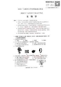 2020广东惠州中考生物真题及答案