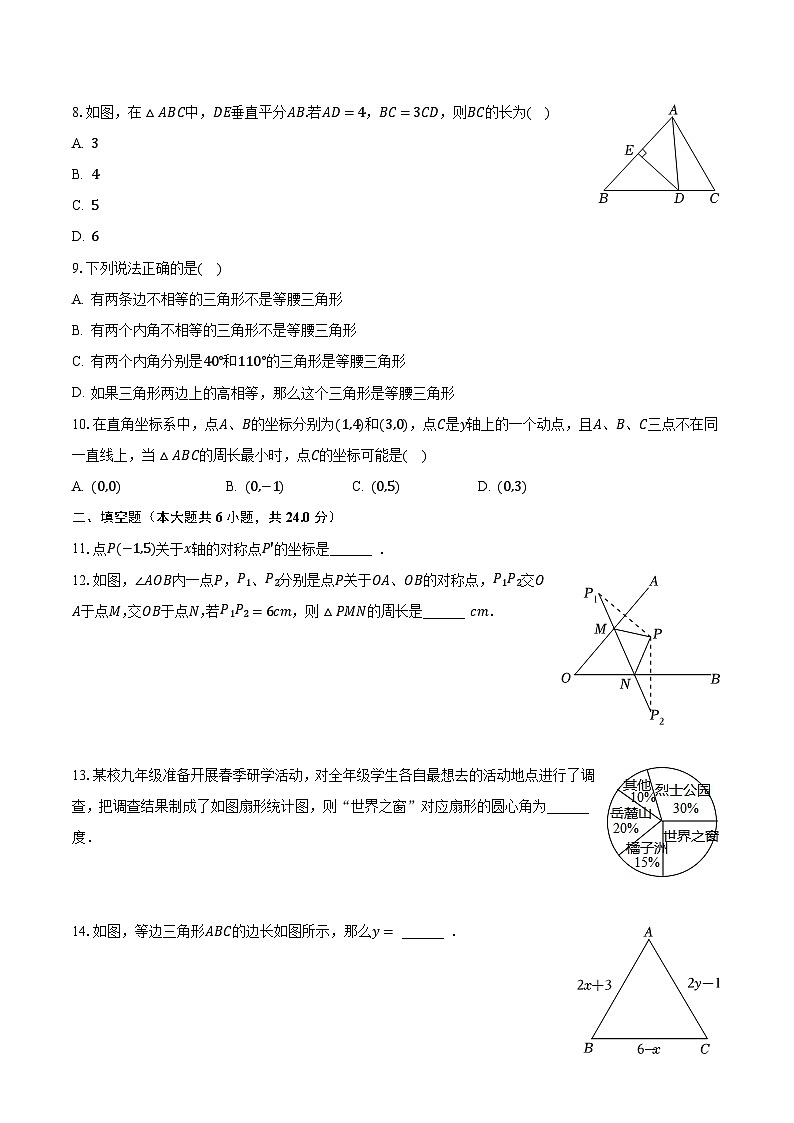 2023-2024学年福建省福州市仓山区时代中学八年级(上)月考数学试卷(10月份)(含解析)02