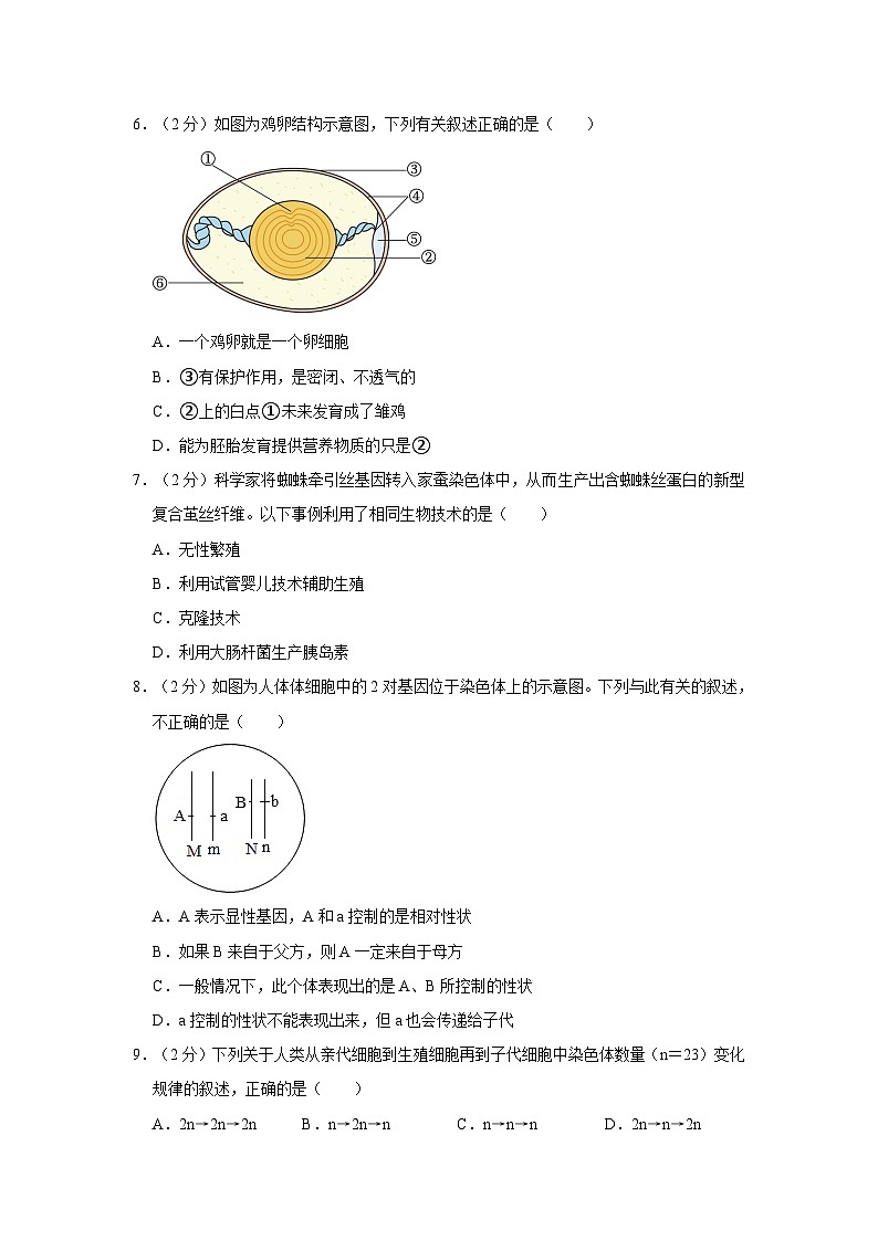 山东省临沂市郯城县庙山一中2022-2023学年八年级上学期期末生物试卷02