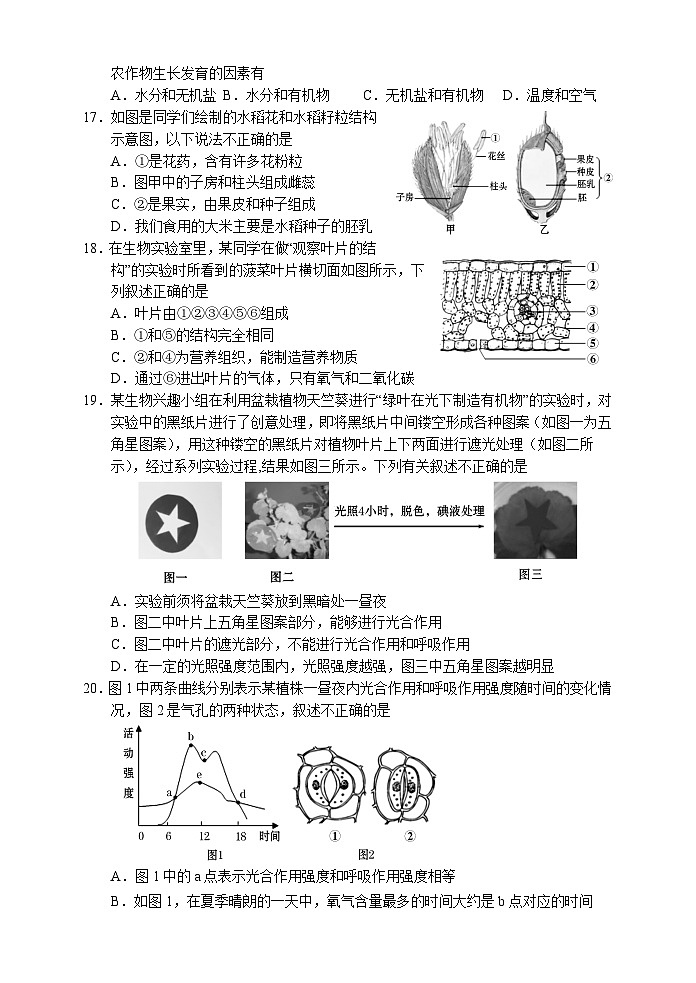 湖南省张家界市慈利县2022-2023学年七年级上学期期末考试生物试题03