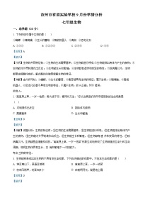 河南省平顶山市汝州市有道实验学校2023-2024学年七年级上学期9月生物试题（解析版）