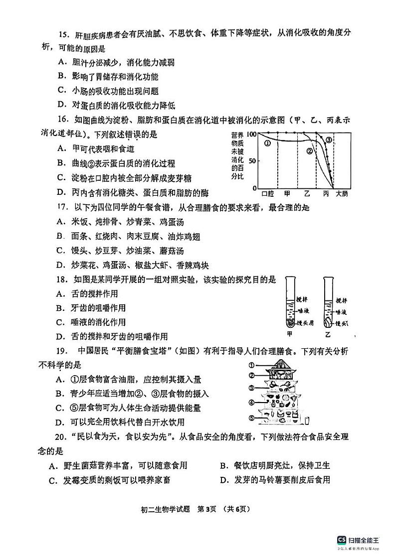 山东省淄博市张店区2023-2024学年七年级上学期期中生物试题03