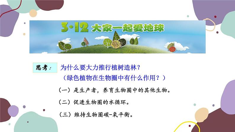 人教版生物七年级上册 3.6爱护植被,绿化祖国优化课件第3页