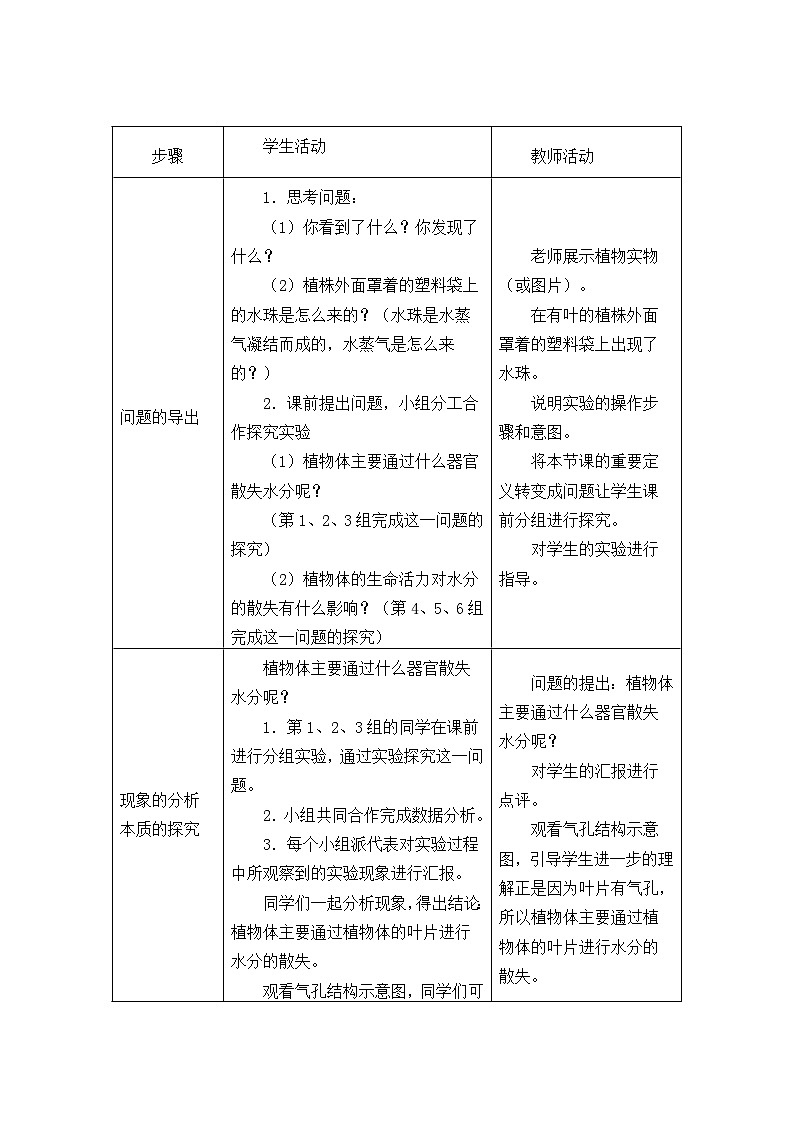 人教版生物七年级上册 绿色植物与生物圈的水循环_教案1第2页