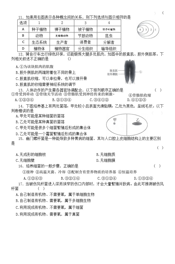 河南省南陽(yáng)市新野縣2023-2024學(xué)年八年級(jí)上學(xué)期期中生物試題第3頁(yè)