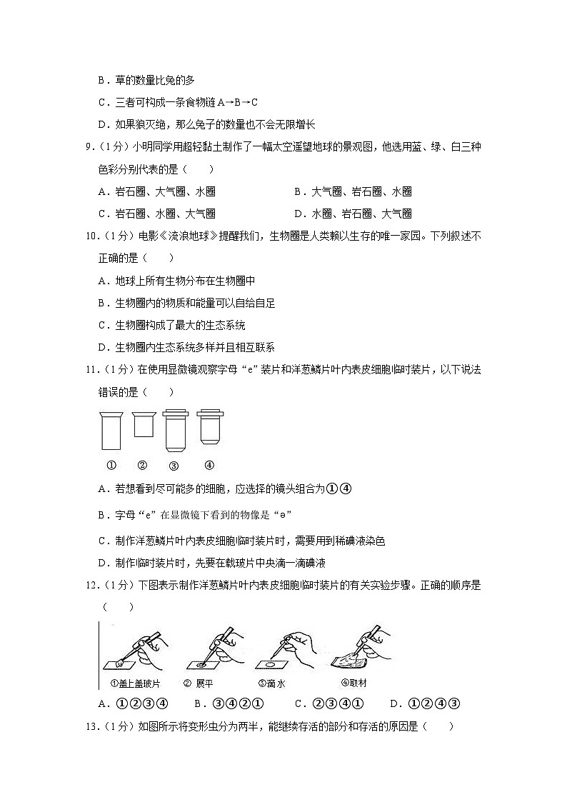 河南省漯河市郾城区2023-2024学年七年级上学期期中生物试题03