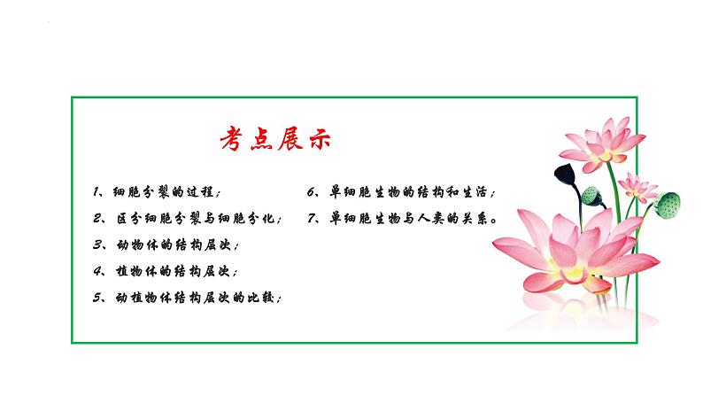 专题04 细胞怎样构成生物体(考点串讲PPT)- 2023-2024学年七年级生物上学期期末考点大串讲(人教版)第3页