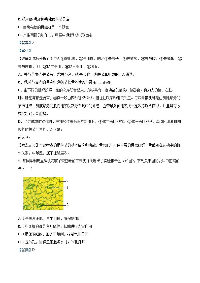 江苏省连云港市灌云县西片2023-2024学年八年级上学期12月月考生物试题第3页