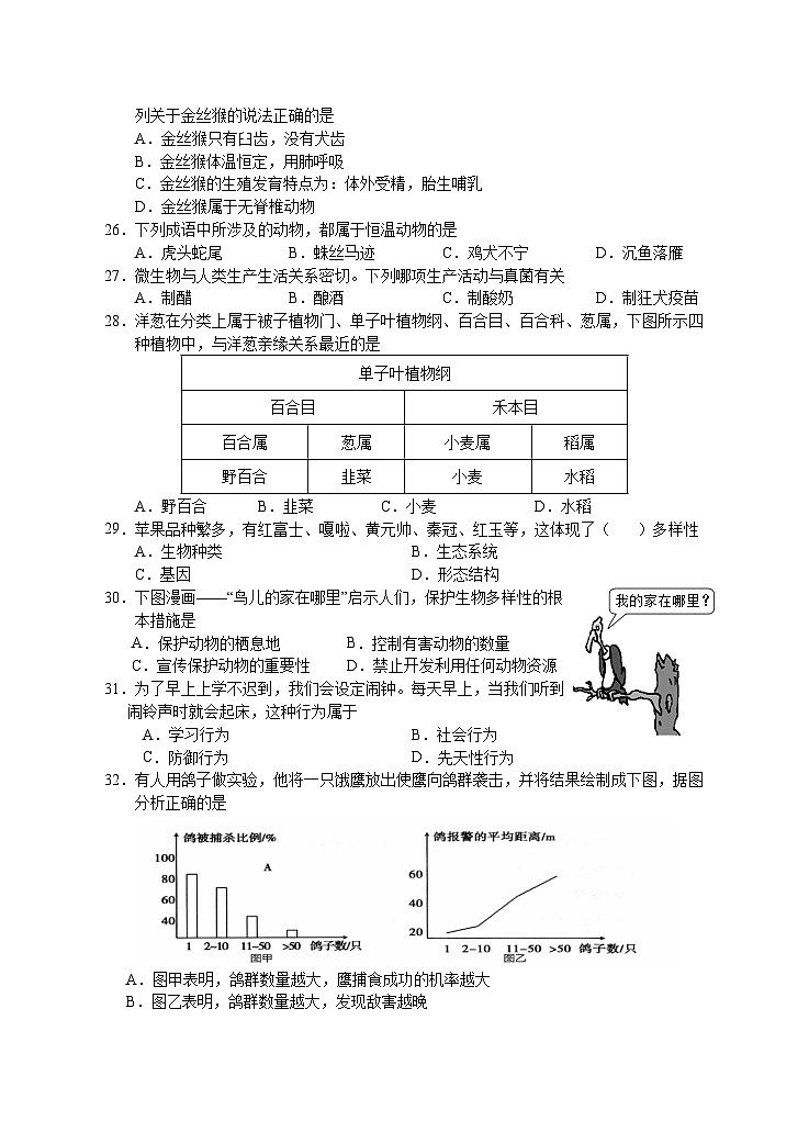 湖南省永州市道县2023-2024学年八年级上学期减负提质示范班12月份质量监测生物试题第3页
