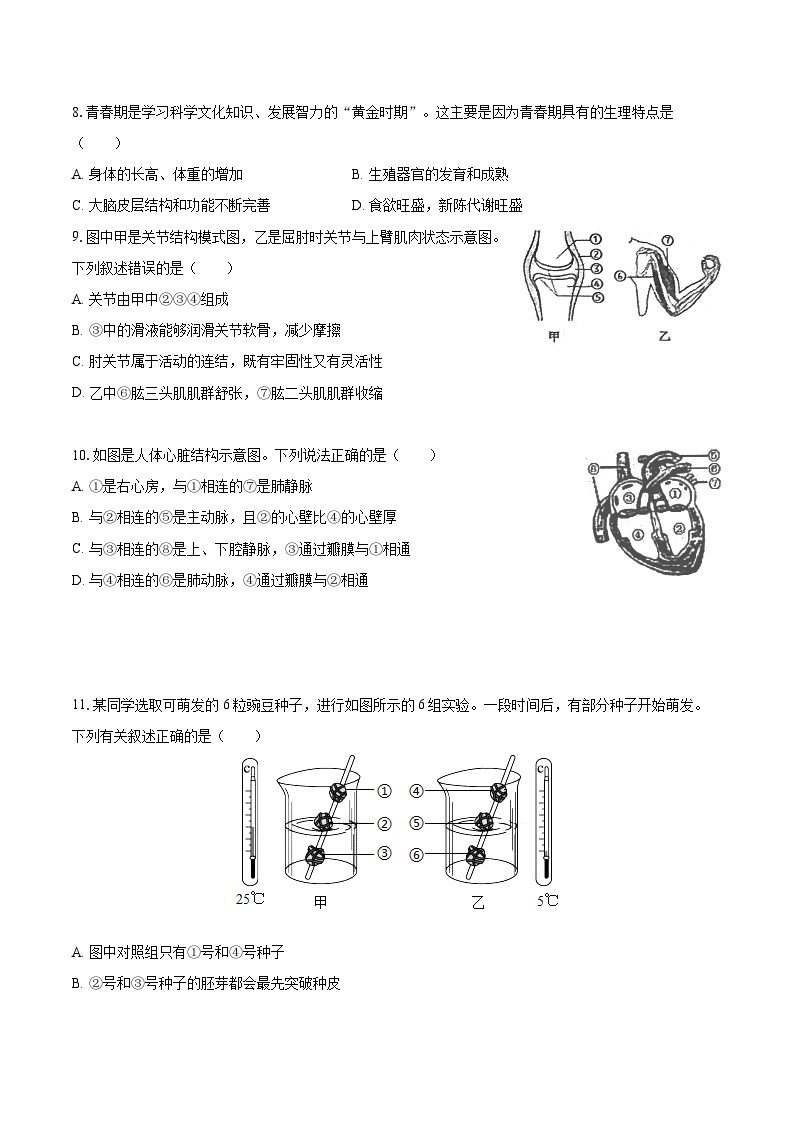 2022-2023学年江苏省连云港市八年级（上）期末生物试卷（含详细答案解析）02