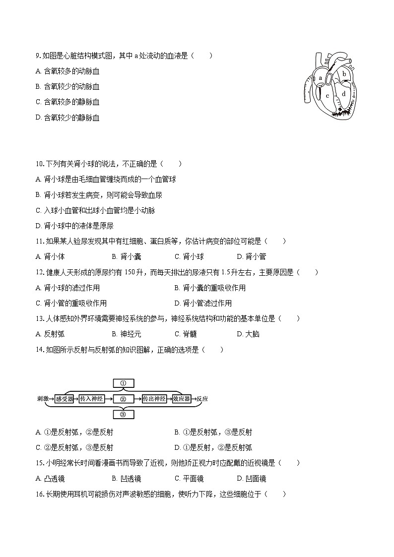 2022-2023学年江苏省宿迁市宿城区八年级(上)期末生物试卷(含详细答案解析)第2页