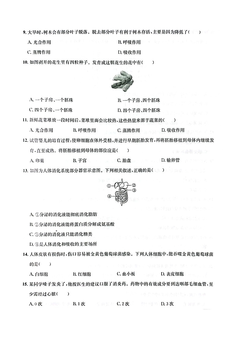 2023年山东省威海市生物中考真题第2页