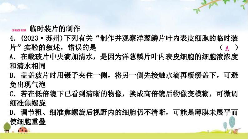 中考生物复习专项一生物体的结构层次课件第5页