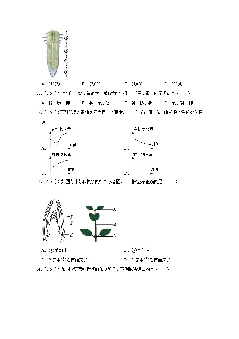 甘肃省陇南市武都区2023-2024学年七年级上学期期末生物试卷03