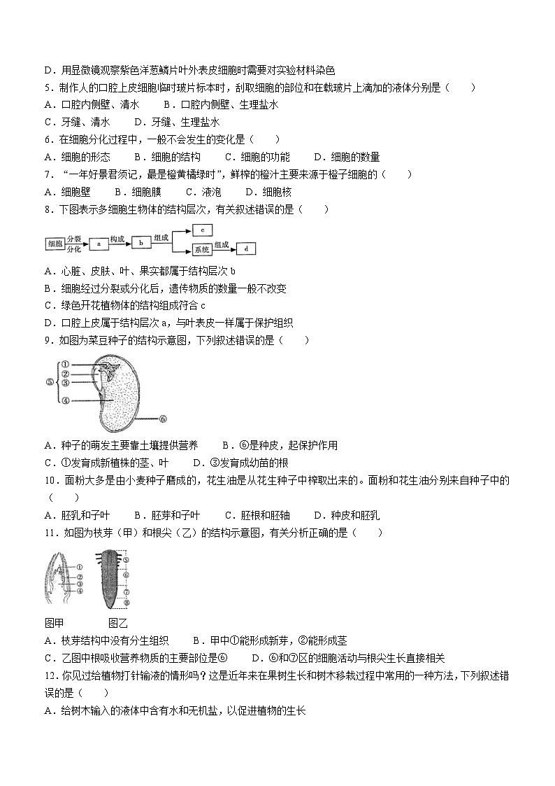 河南省平顶山市2023-2024学年七年级上学期期末生物试题第2页