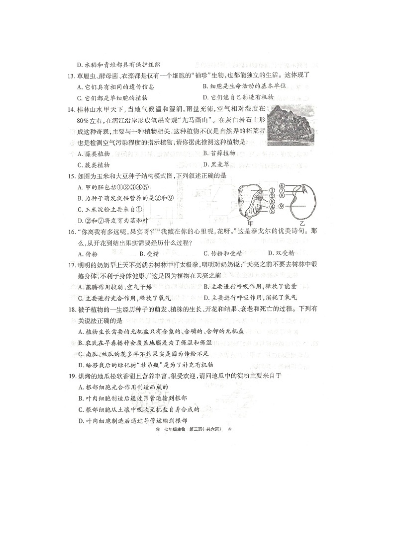 河南省鹤壁市2023-2024学年七年级上学期期末生物试题03