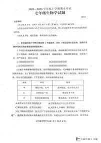 山东省肥城市2023—2024学年七年级上学期期末生物考试试题