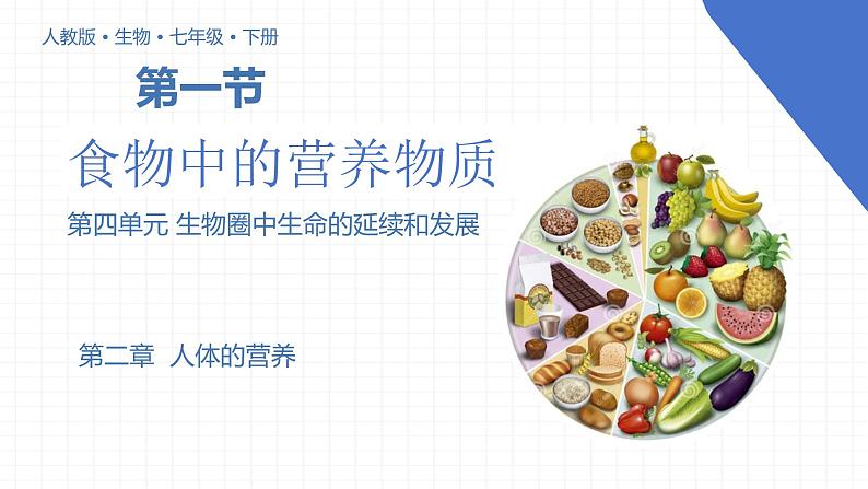 【核心素养】人教版初中生物七年级下册4.2.1《食物中的营养物质》课件+课时练习+教案(含教学反思)01