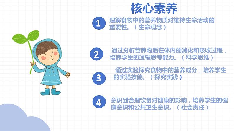【核心素养】人教版初中生物七年级下册4.2.1《食物中的营养物质》课件+课时练习+教案(含教学反思)02