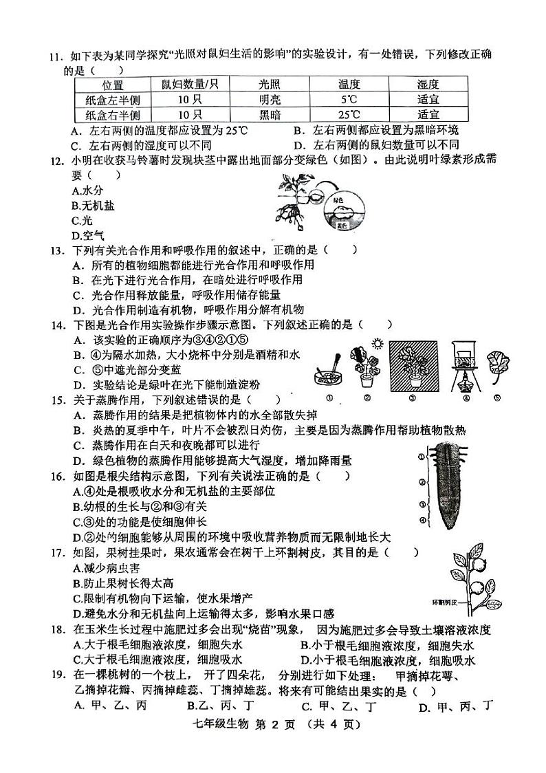 安徽省宿州市萧县2023-2024学年七年级上学期期末生物试题第2页