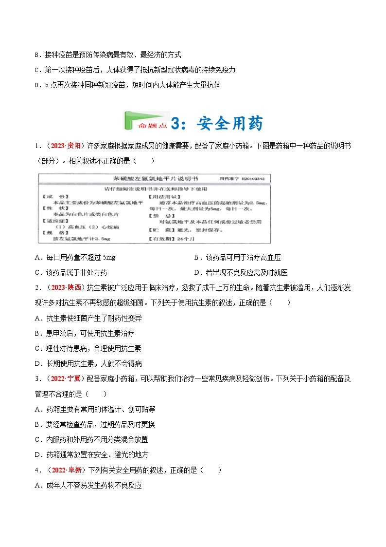 【备战2024中考】一轮复习 初中生物 真题分项汇编 专题14 健康地生活（原卷+解析）.zip03