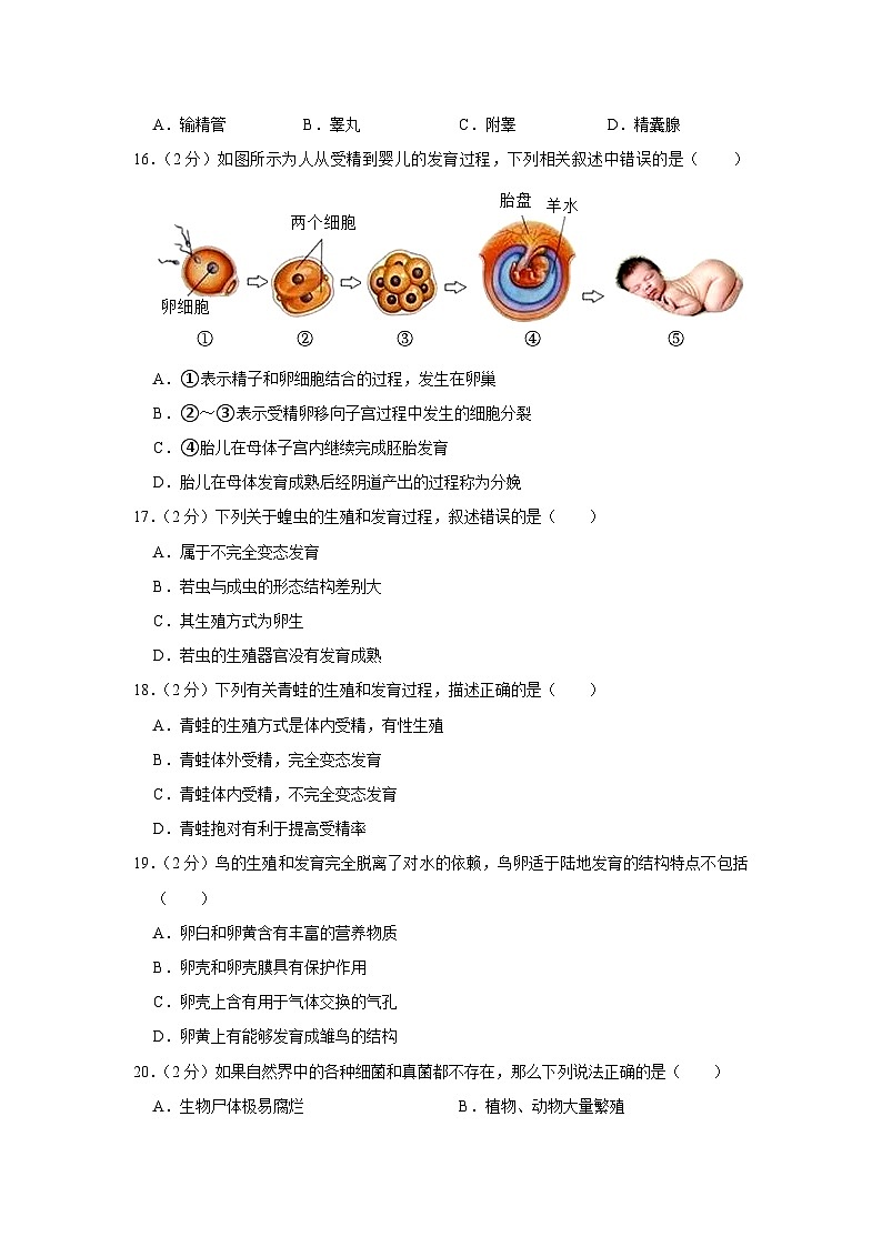 35,安徽省宿州市萧县2023-2024学年八年级上学期期末生物试卷第3页