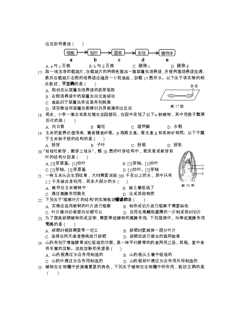 广东省汕头市澄海区2023-2024学年七年级上学期期末考试生物试题第3页