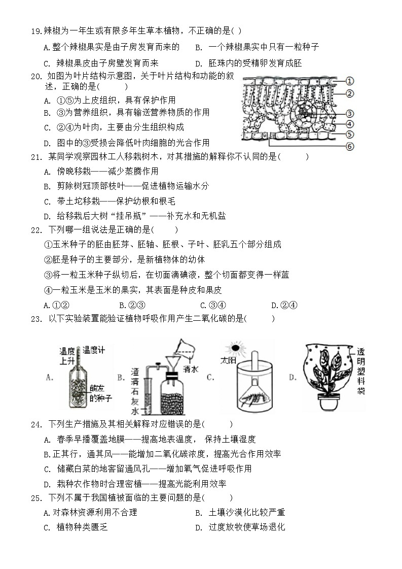 湖南省湘潭市雨湖区2023-2024学年七年级上学期期末生物试题第3页