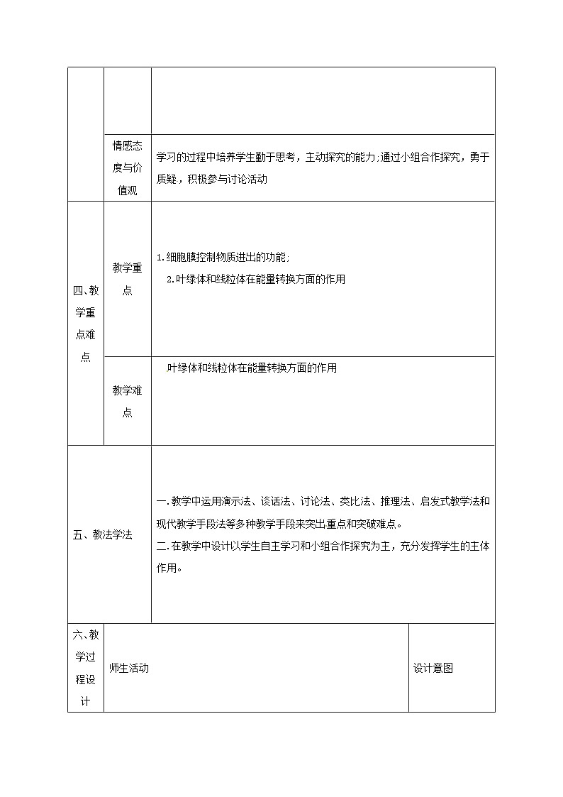 人教版七年级生物上册2.1.4细胞怎样生活教案02