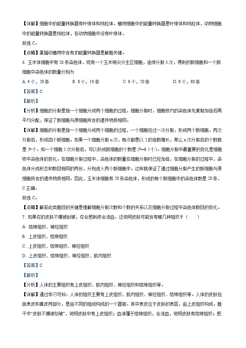 42,甘肃省天水市麦积区部分校联考2023-2024学年七年级上学期第二次月考生物试题第3页