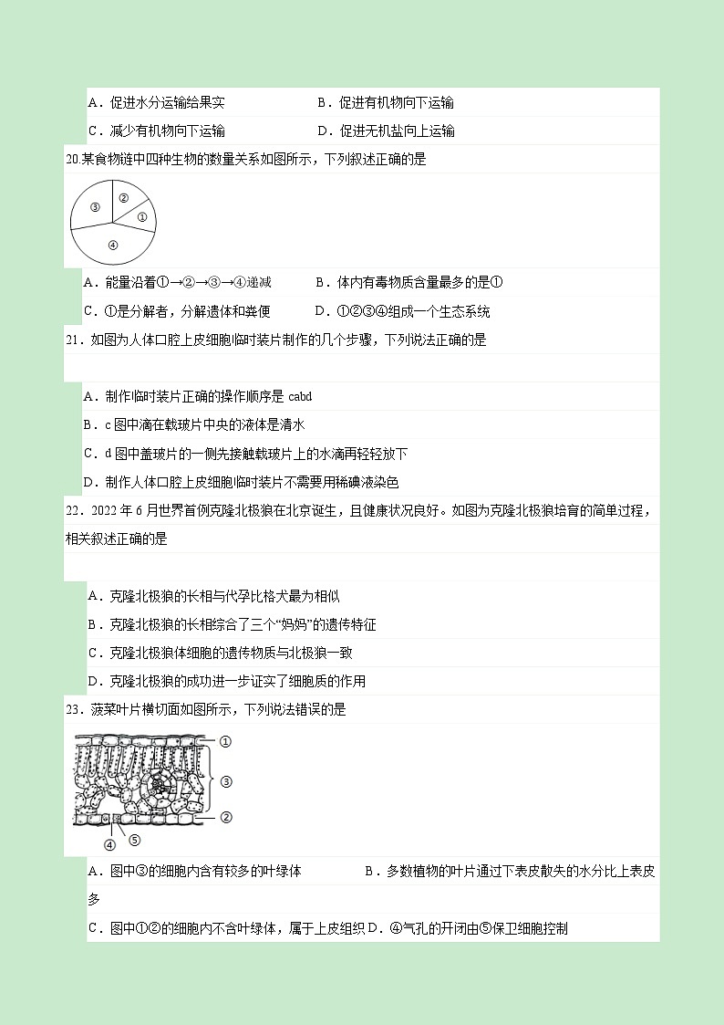 七年级生物开学摸底考(福建专用)(考试版)第3页
