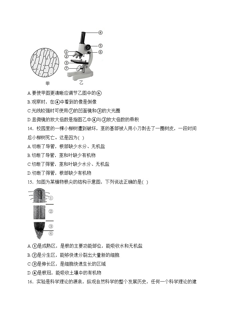 江西省赣州市寻乌县2023-2024学年七年级上学期期末检测生物试卷(含答案)03