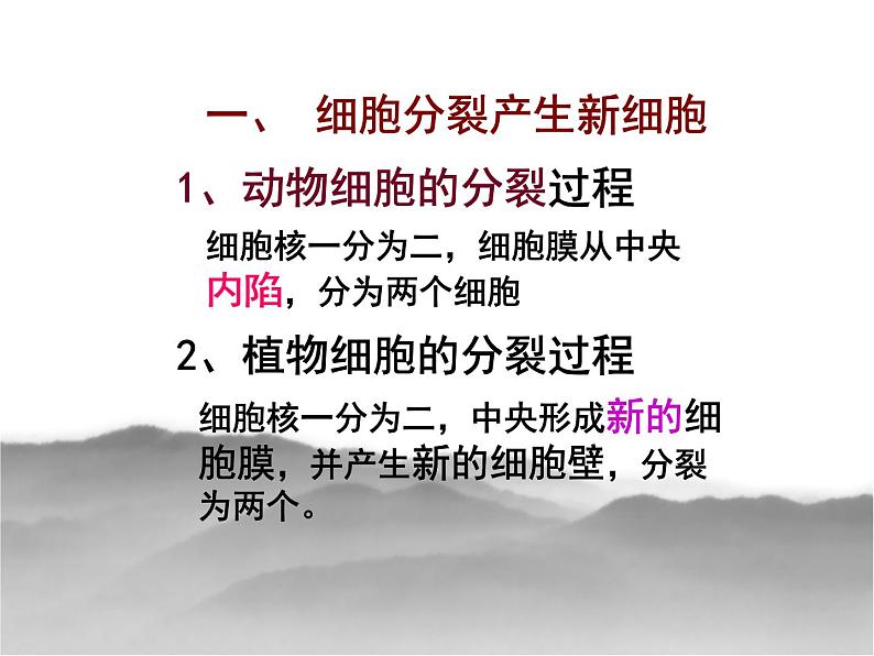 冀少版生物七年级上册 第二章 第一节 细胞的分裂与生长_课件第4页
