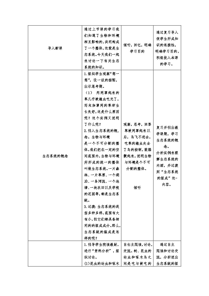 1.2.2++生物与环境组成生态系统++教学设计-2023-2024学年人教版生物七年级上册02