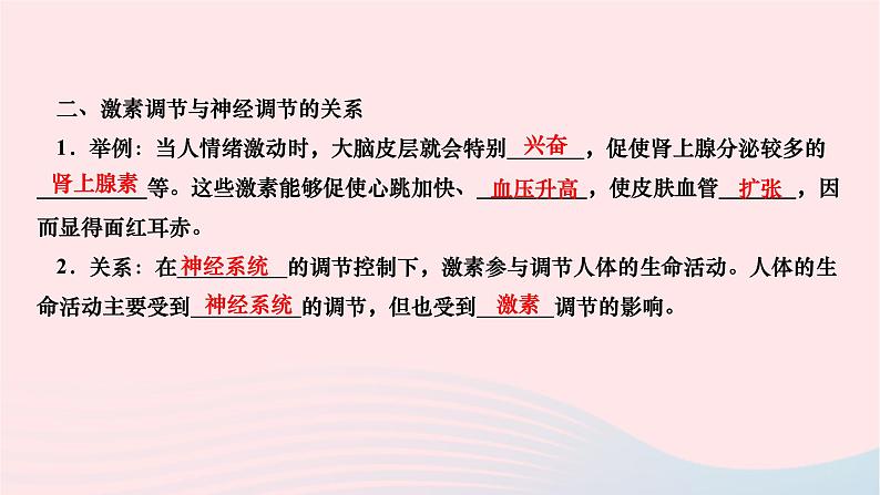 2024七年级生物下册第四单元生物圈中的人第六章人体生命活动的调节第四节激素调节作业课件新版新人教版第5页