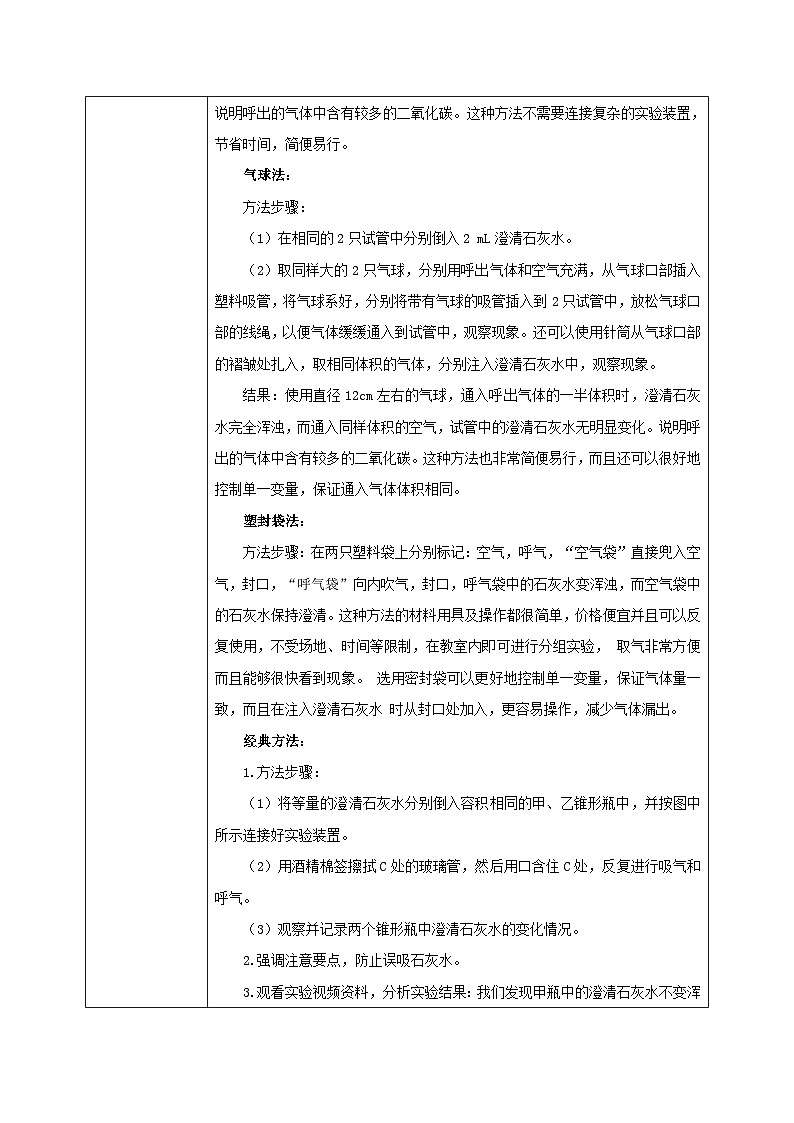 人教版七年级下册生物3.2《发生在肺内的气体交换》(第三课时)教学设计第2页