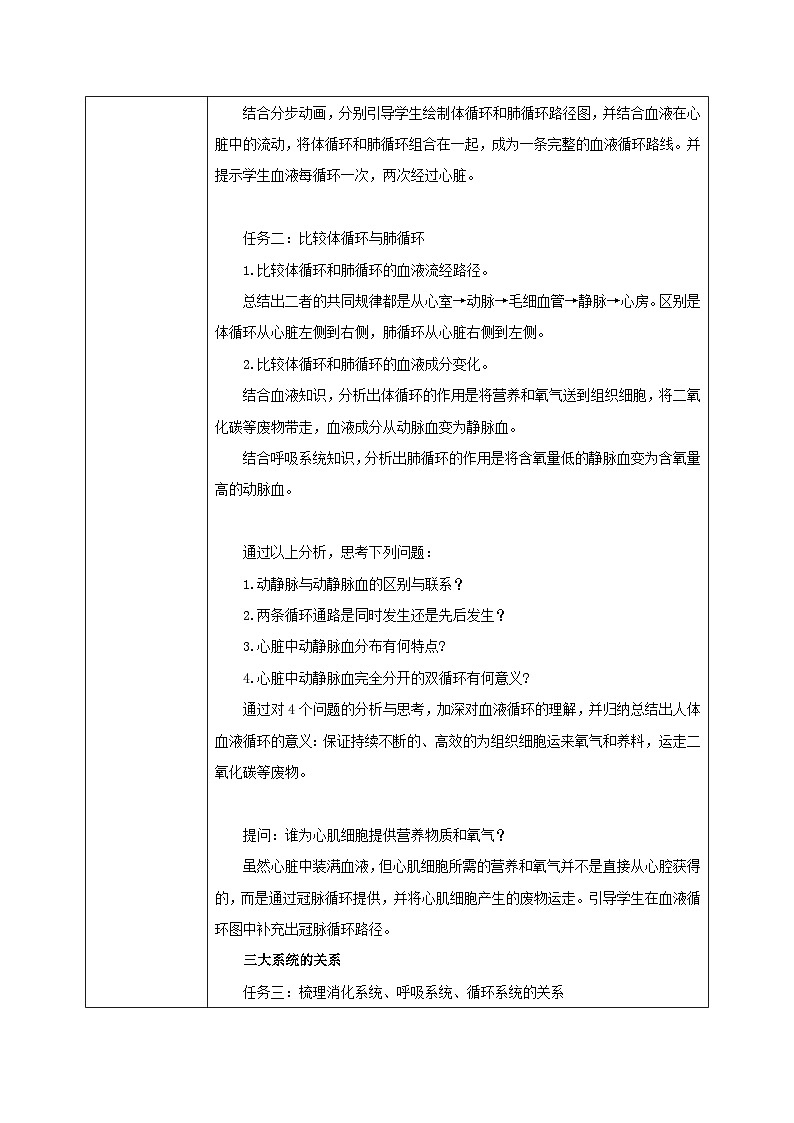人教版七年级下册生物4.3《输送血液的泵——心脏》(第二课时)教学设计02