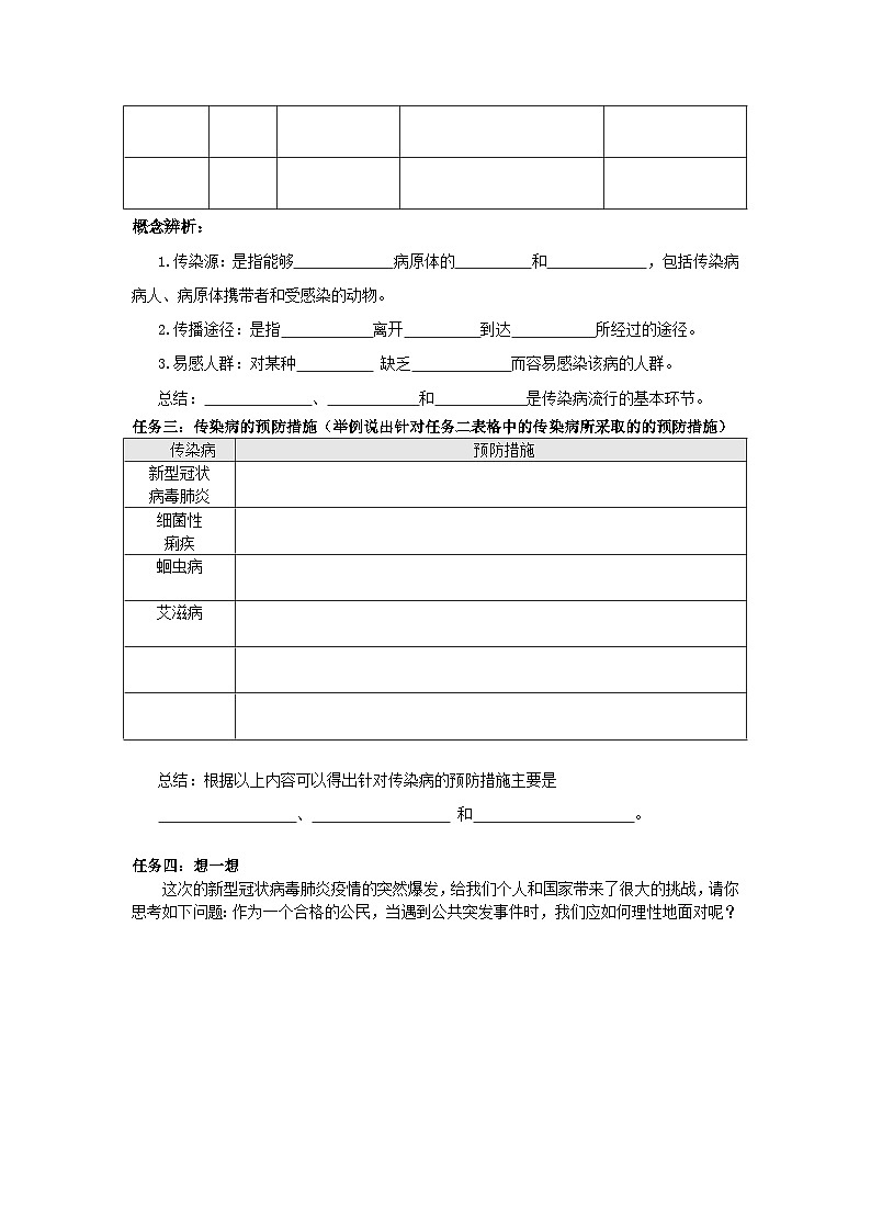 人教版八年级下册生物8.1.1《传染病及其预防》同步练习第2页