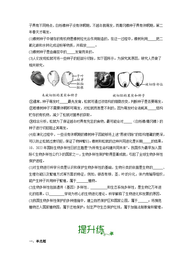 人教版八年级下册生物7.3.3 生物进化的原因(分层练)(原卷版)03