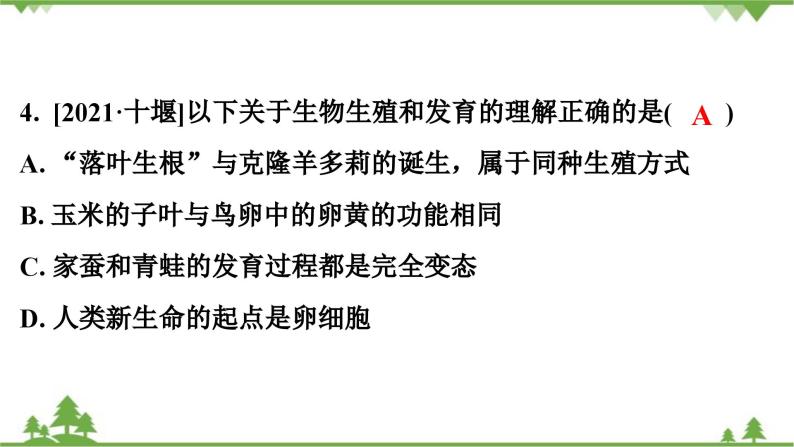 人教版生物八年级下册 第7单元  第1章  本章强化提升  中考真题演练习题课件05