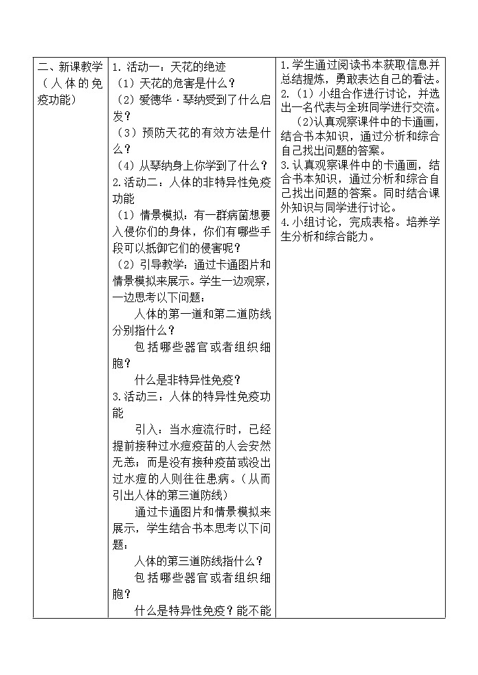 苏教版生物八年级下册 第二十五章 第三节 免疫(3)-教案02