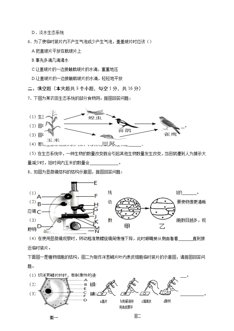 46,四川省泸州市合江县第五片区2023-2024学年七年级上学期第一次月考生物试题第2页
