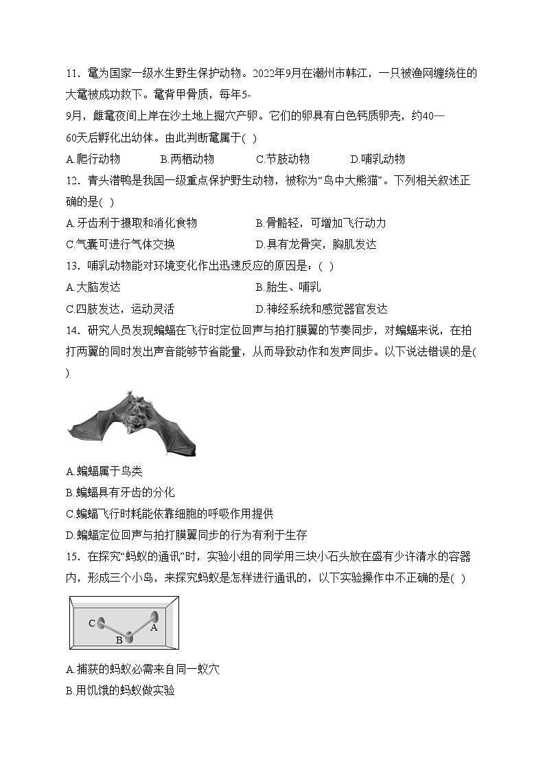 廣西賀州市富川縣2023-2024學(xué)年八年級(jí)上學(xué)期期末質(zhì)量監(jiān)控檢測(cè)生物試卷(含答案)第2頁(yè)