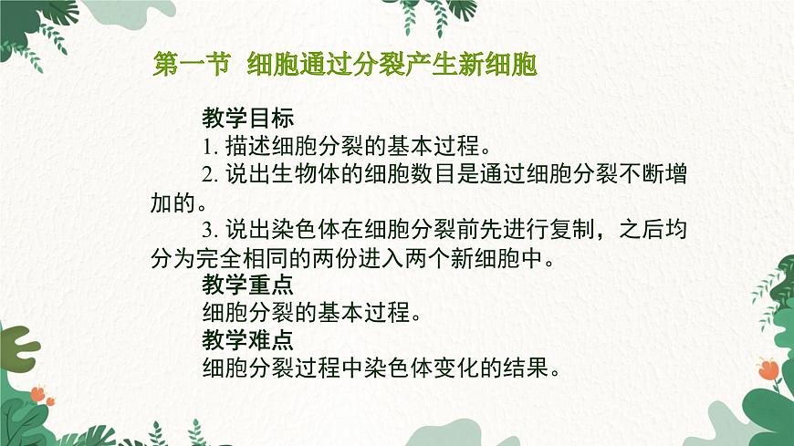 人教版生物七年級上冊 2.2.1 細(xì)胞通過分裂產(chǎn)生新細(xì)胞課件第3頁