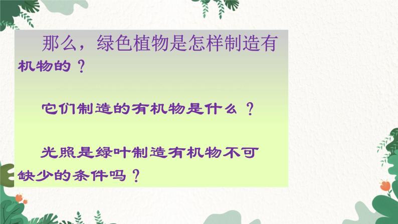 人教版生物七年级上册 3.4 绿色植物是生物圈中有机物的制造者课件04